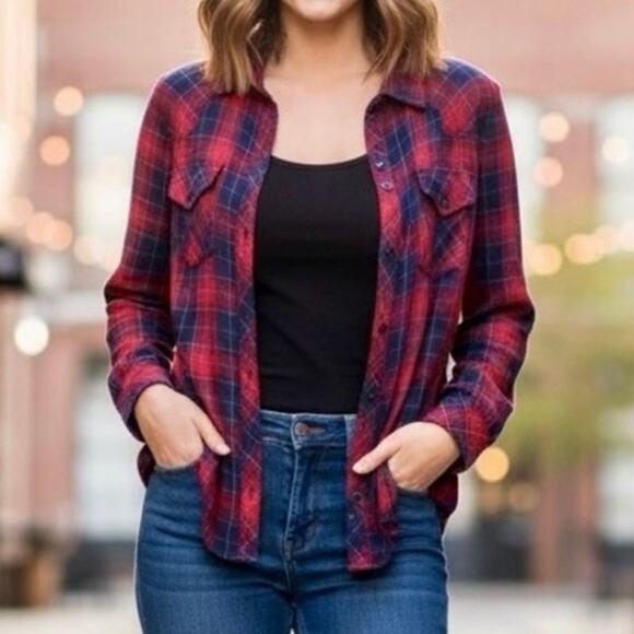 Rails Tops - Rails Plaid Button Down Shirt Red Blue Women's XS Casual Western Grunge